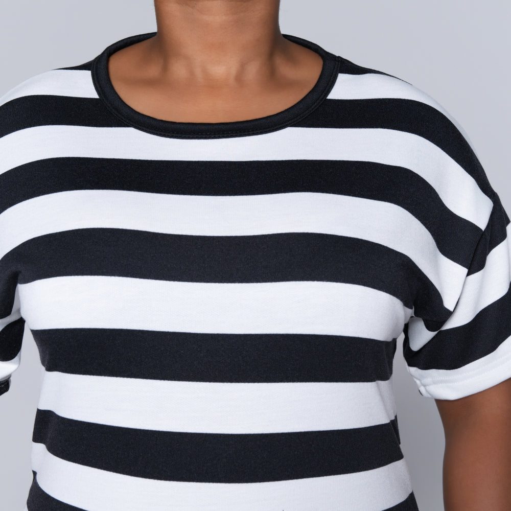 Black/Ivory Striped Shorts And Top Set