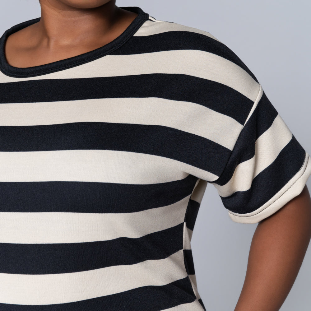 Black/Stone Striped Shorts And Top Set