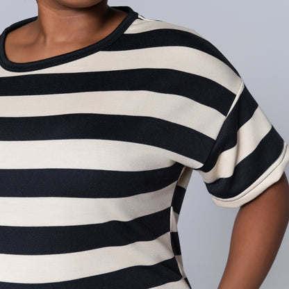 Black/Stone Striped Shorts And Top Set