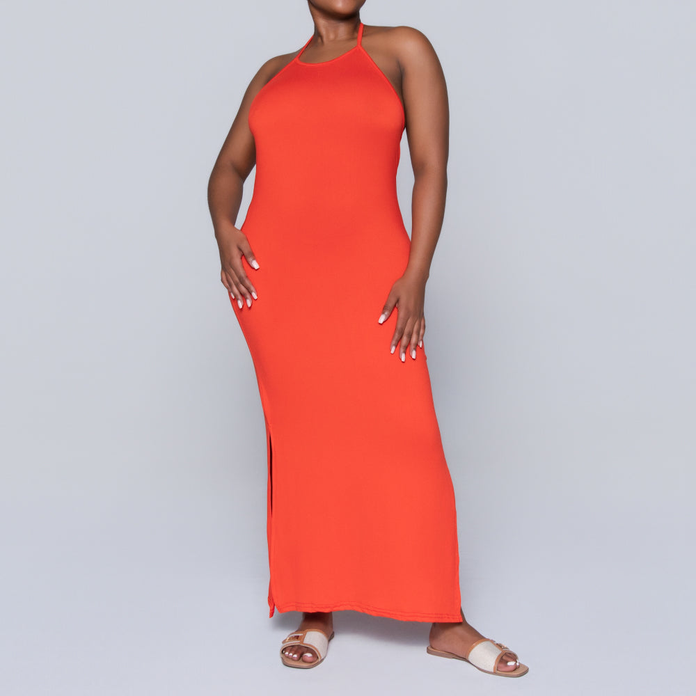 Terracotta Halter Neck Dress