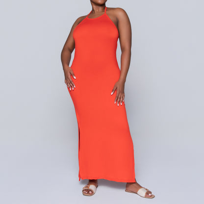 Terracotta Halter Neck Dress