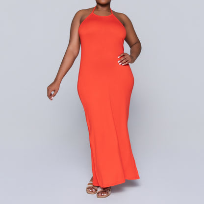 Terracotta Halter Neck Dress