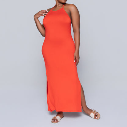 Terracotta Halter Neck Dress