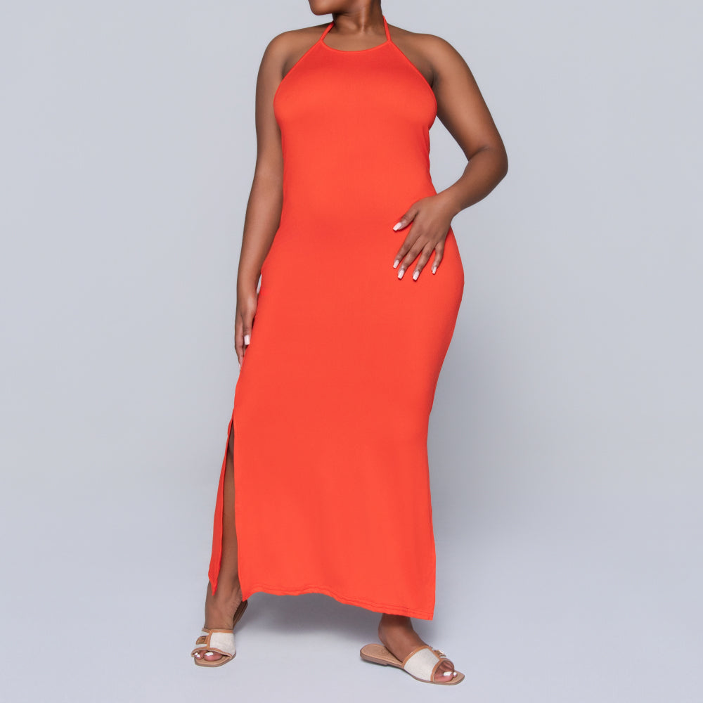 Terracotta Halter Neck Dress