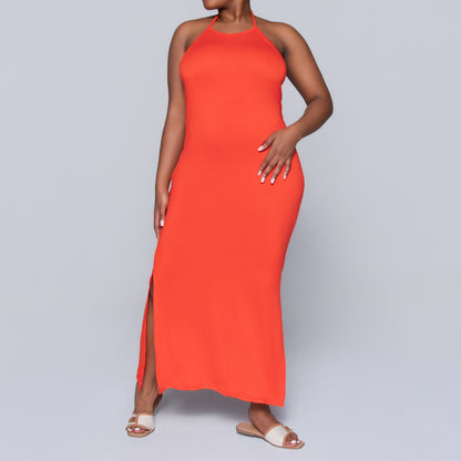 Terracotta Halter Neck Dress