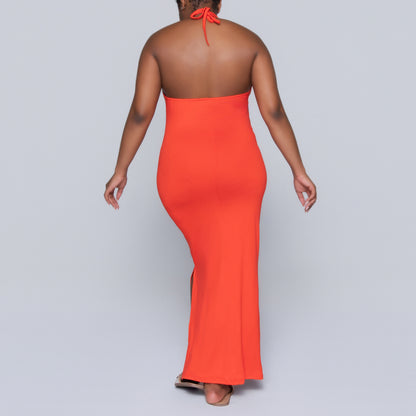 Terracotta Halter Neck Dress