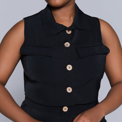 Black Sleeveless Formal Top