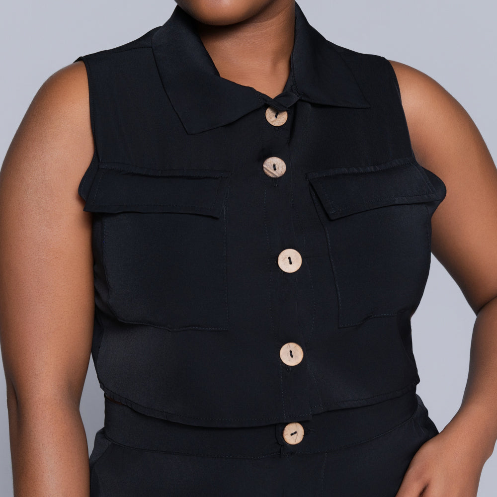 Black Sleeveless Formal Top
