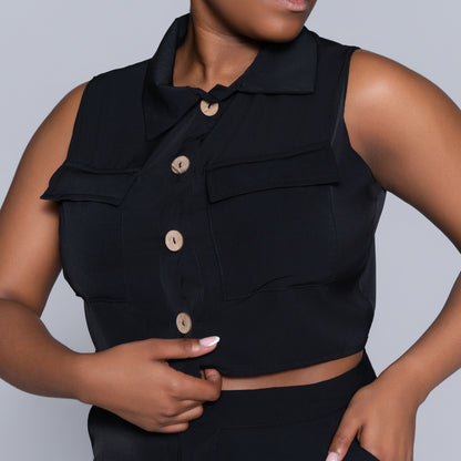 Black Sleeveless Formal Top