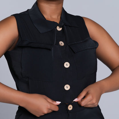 Black Sleeveless Formal Top