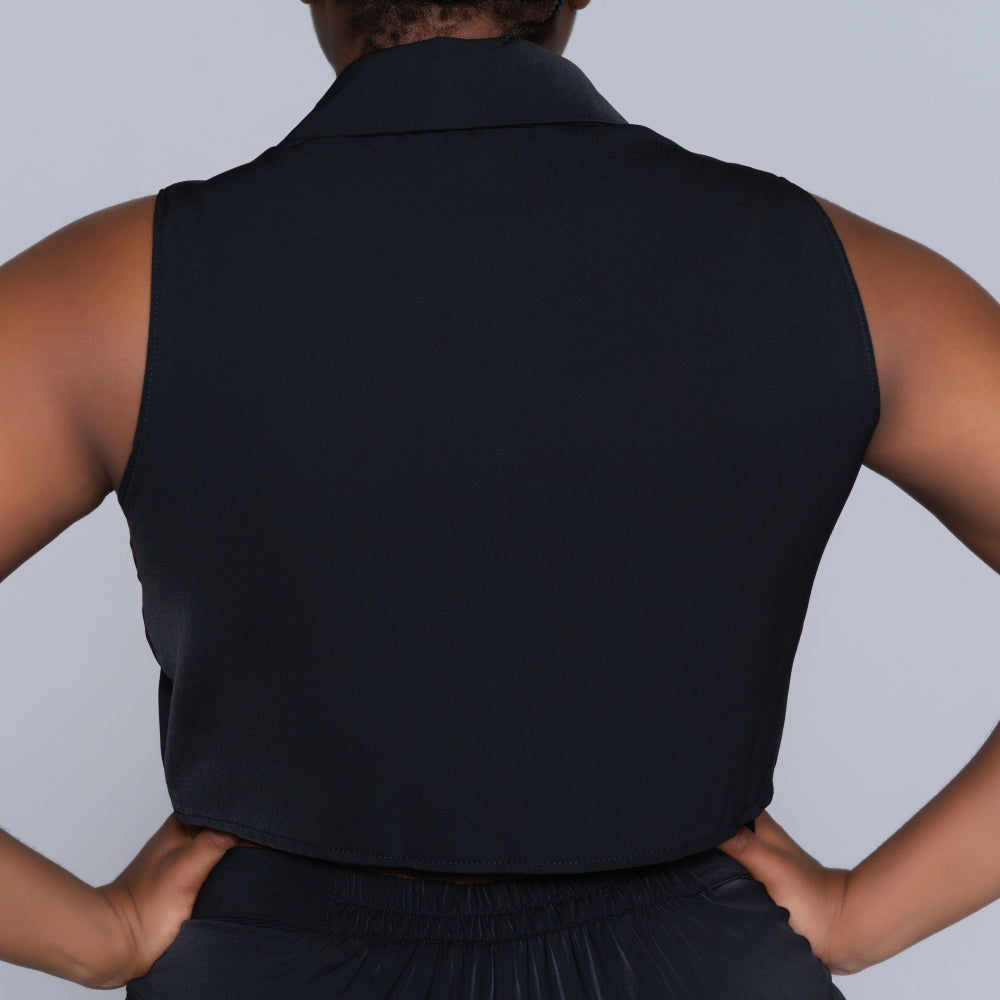 Black Sleeveless Formal Top