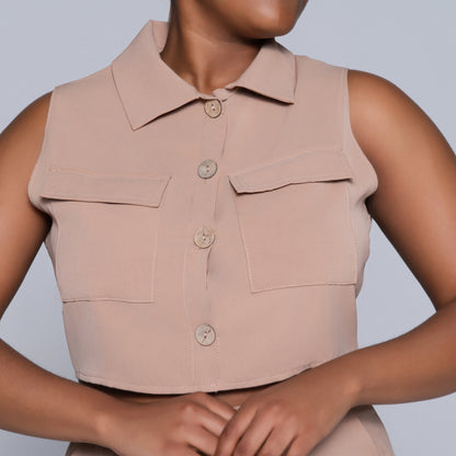 Stone Sleeveless Formal Top