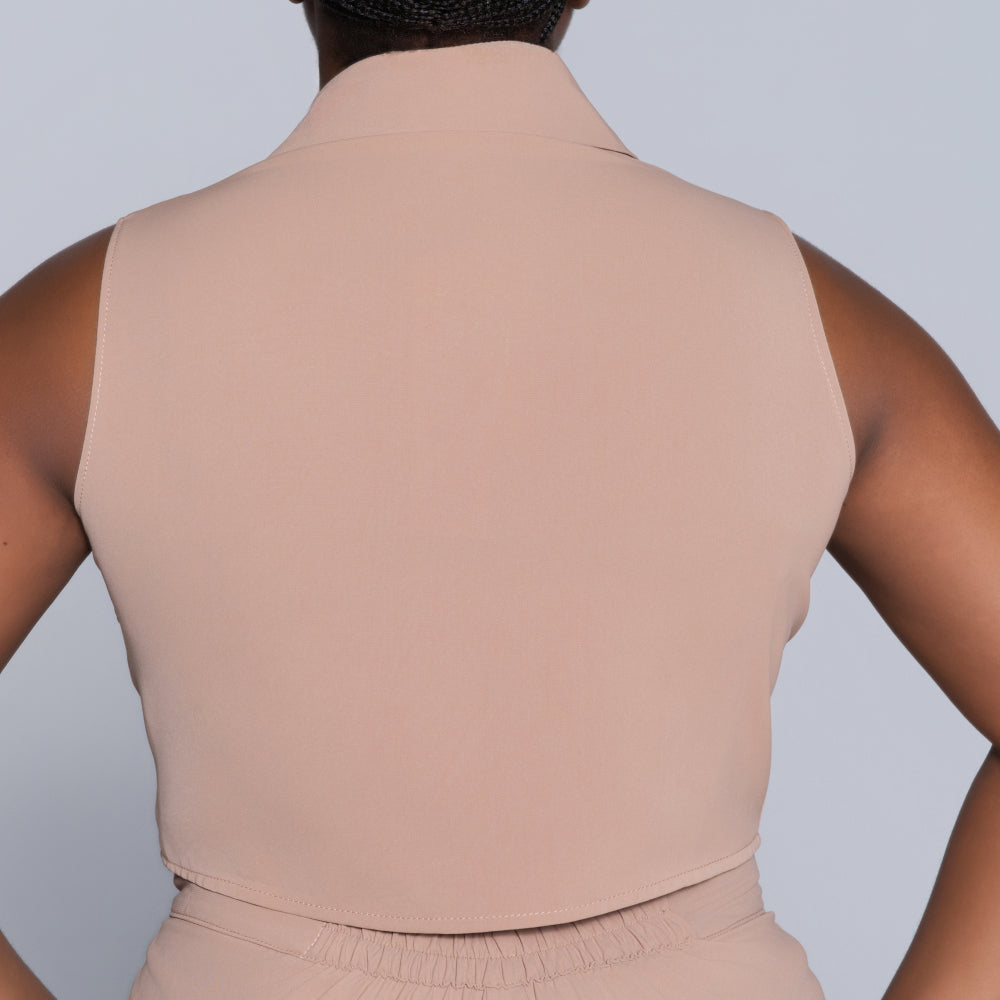 Stone Sleeveless Formal Top