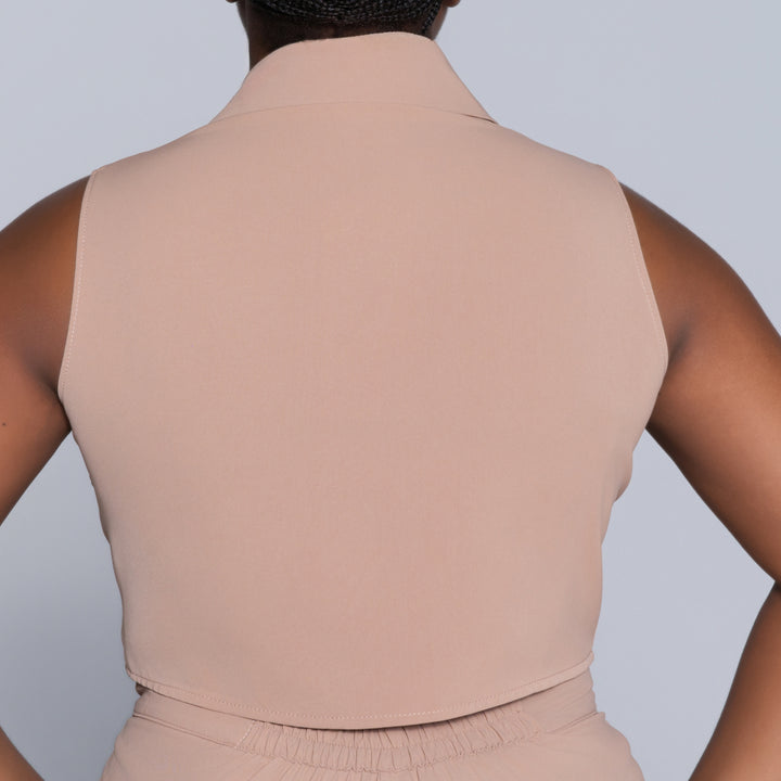 Stone Sleeveless Formal Top