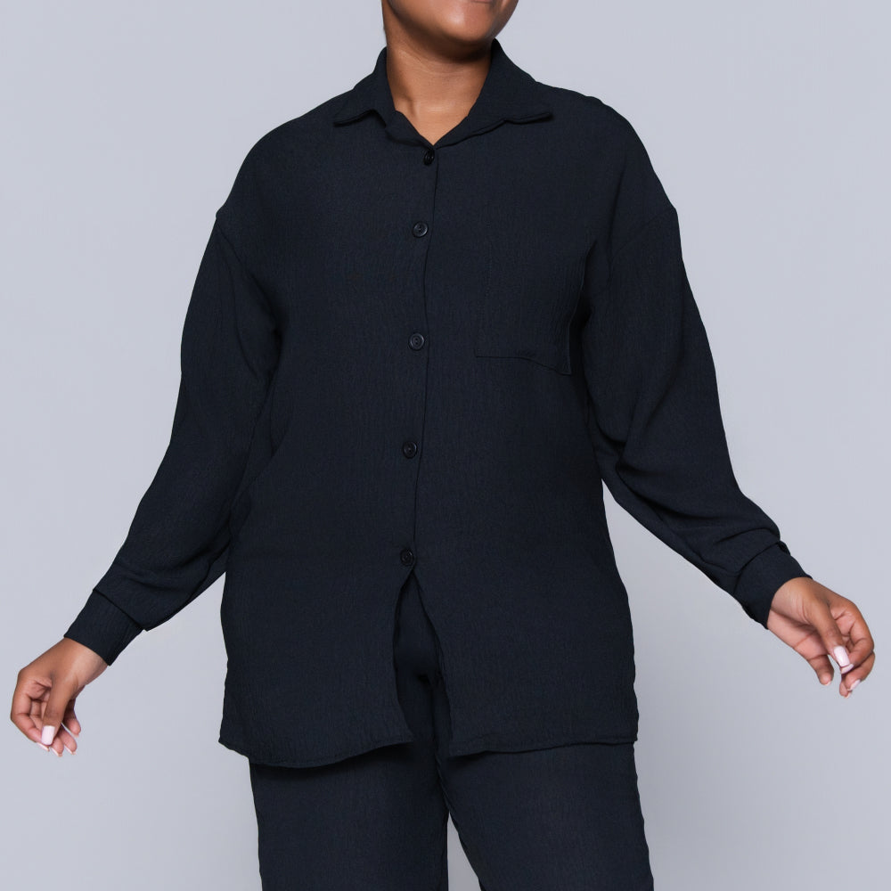 Black Airflow Button Down Top