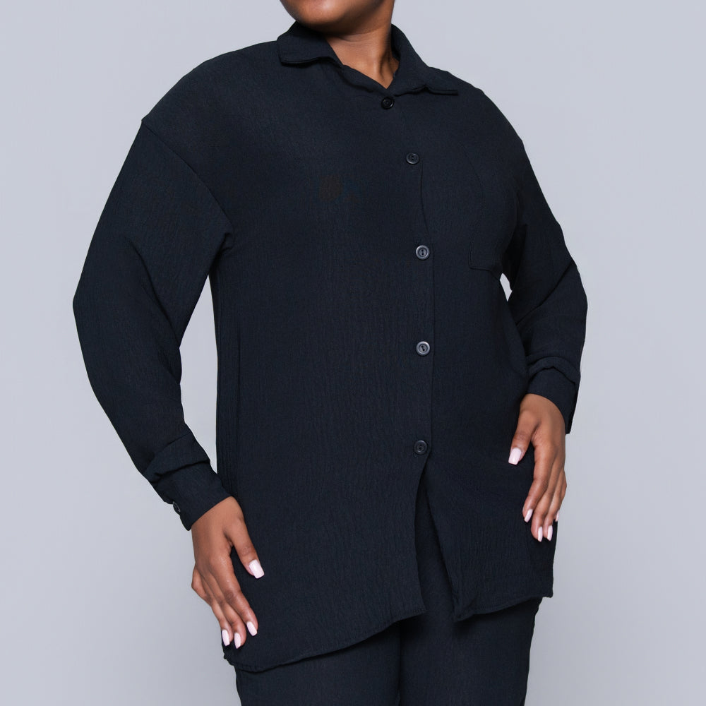 Black Airflow Button Down Top