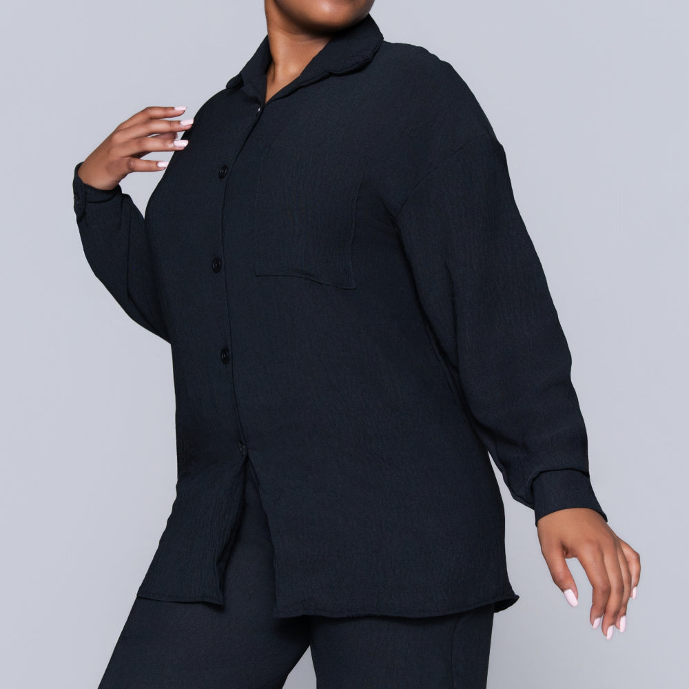 Black Airflow Button Down Top