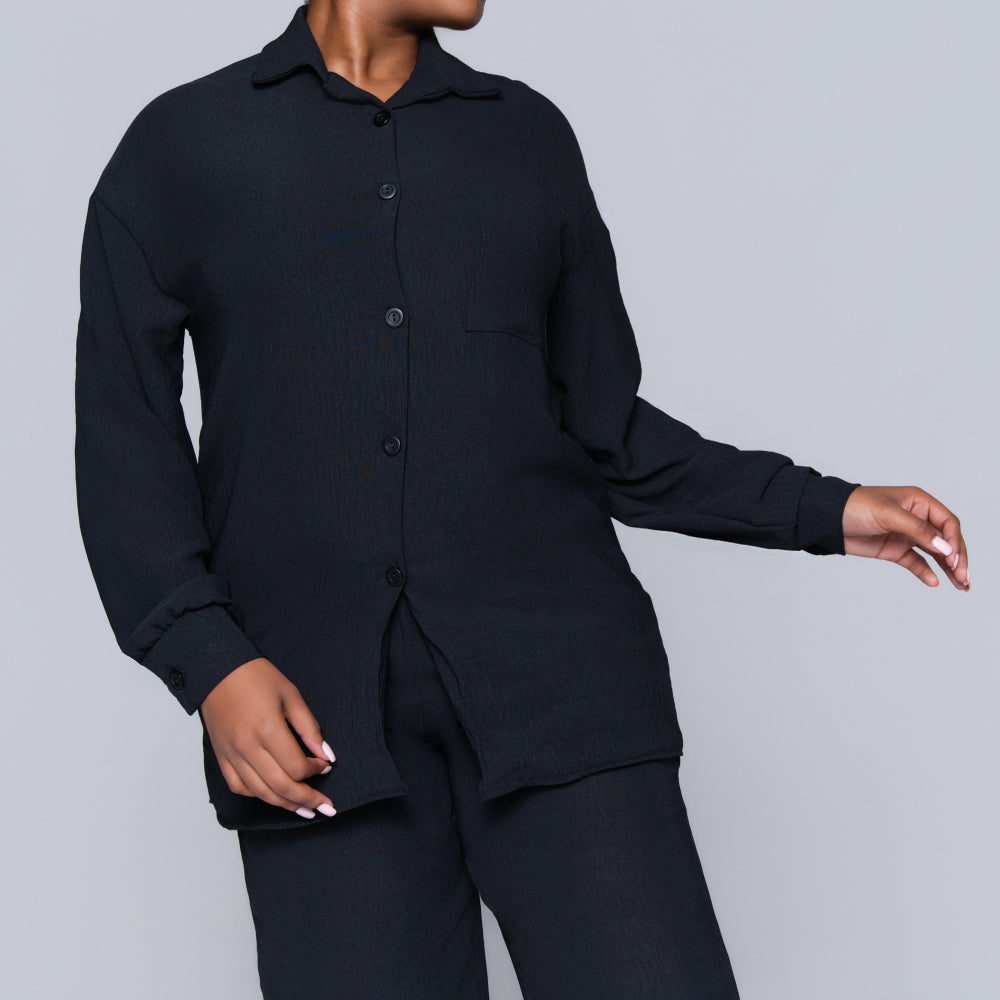 Black Airflow Button Down Top