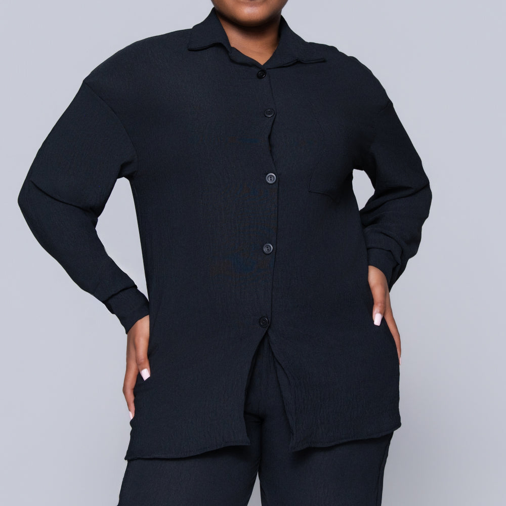 Black Airflow Button Down Top