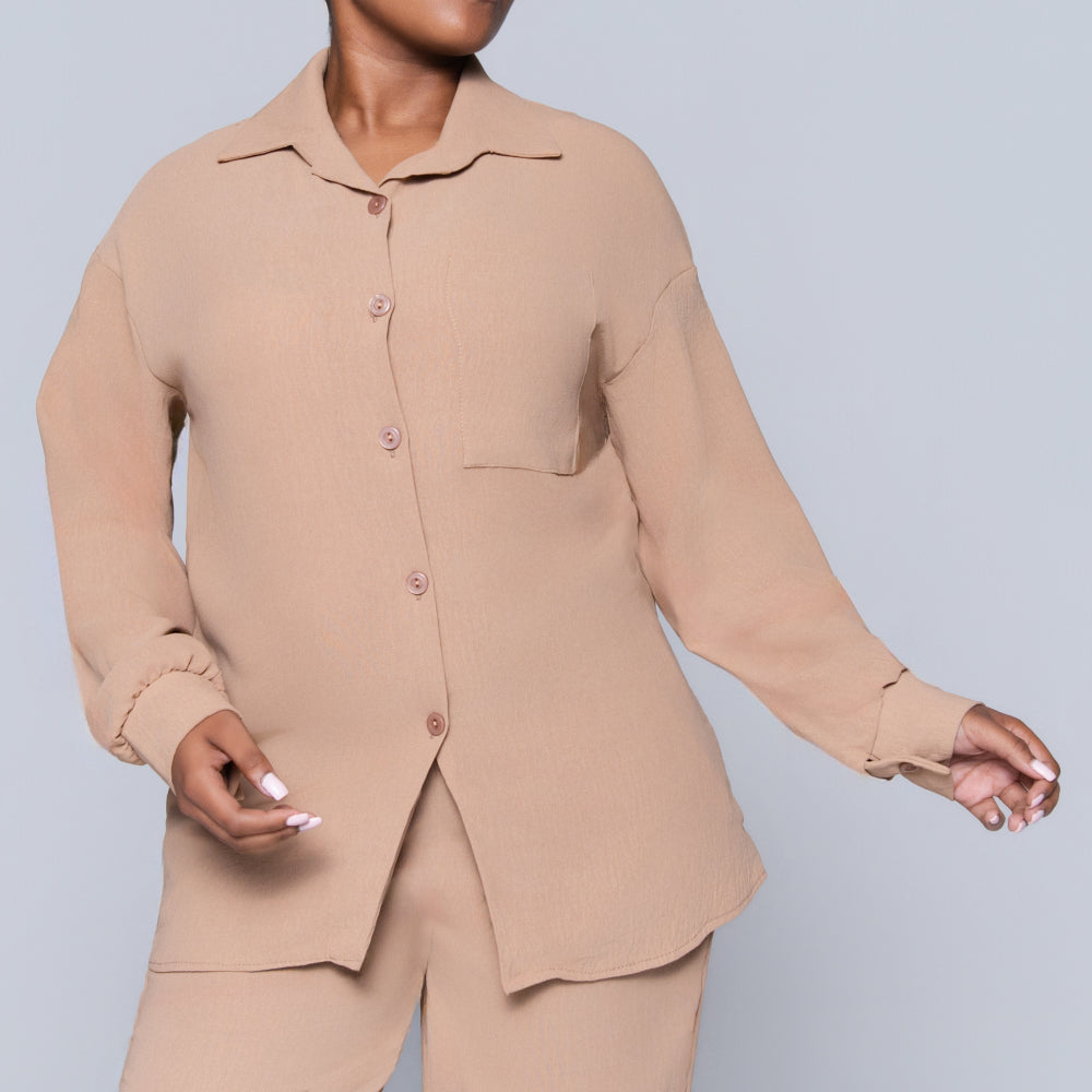 Camel Airflow Button Down Top