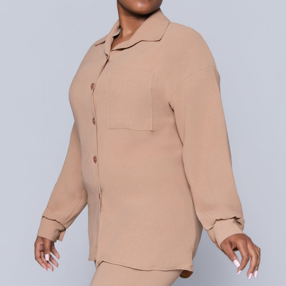 Camel Airflow Button Down Top