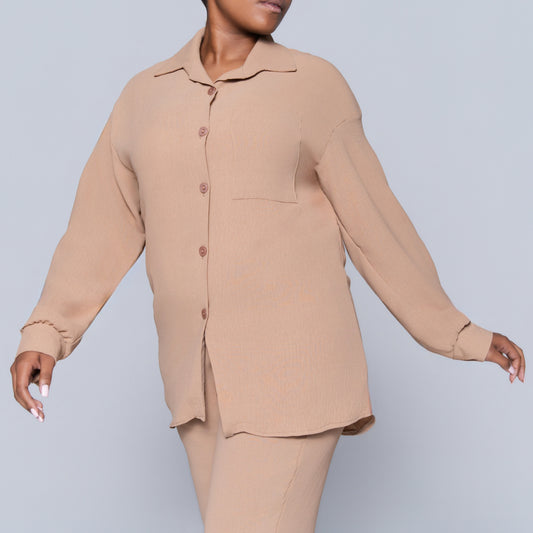 Camel Airflow Button Down Top