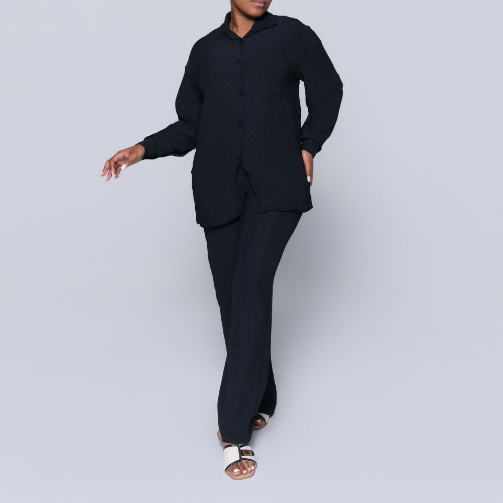 Black Airflow Button Down Top