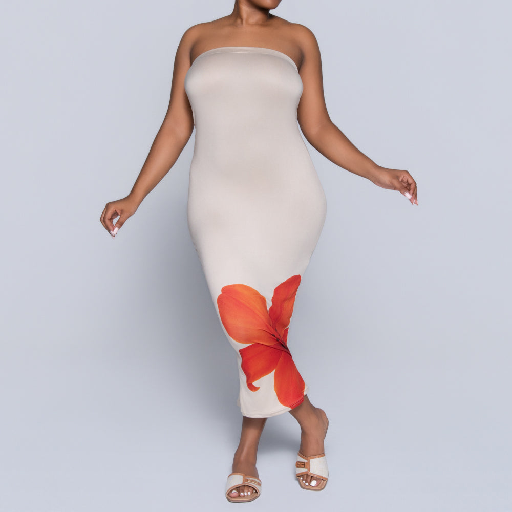 Front Print Boobtube Dress