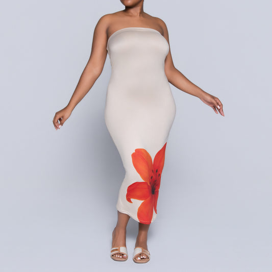 Front Print Boobtube Dress