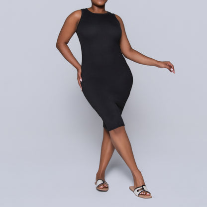 Black Sleeveless Rib Dress