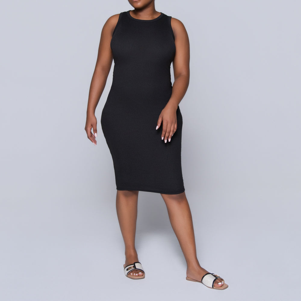 Black Sleeveless Rib Dress