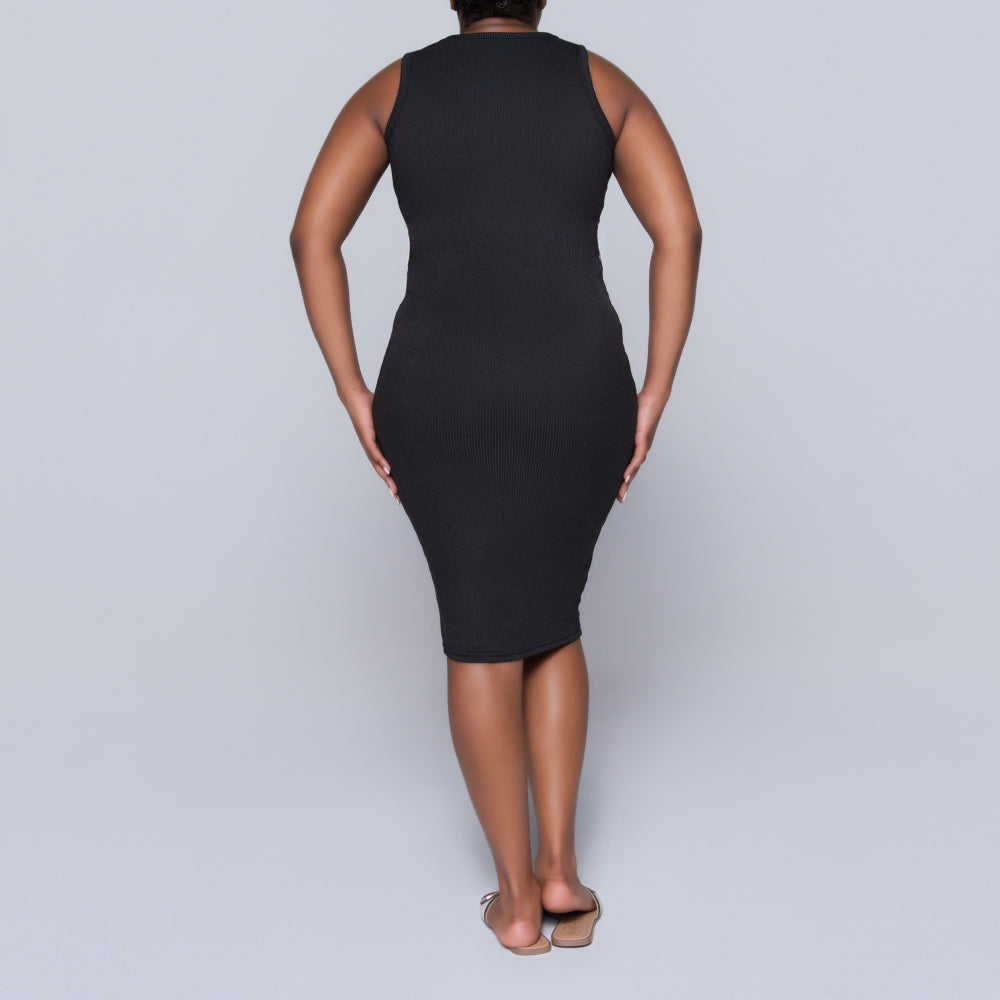 Black Sleeveless Rib Dress