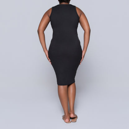 Black Sleeveless Rib Dress