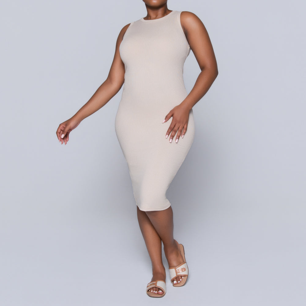 Stone Sleeveless Rib Dress