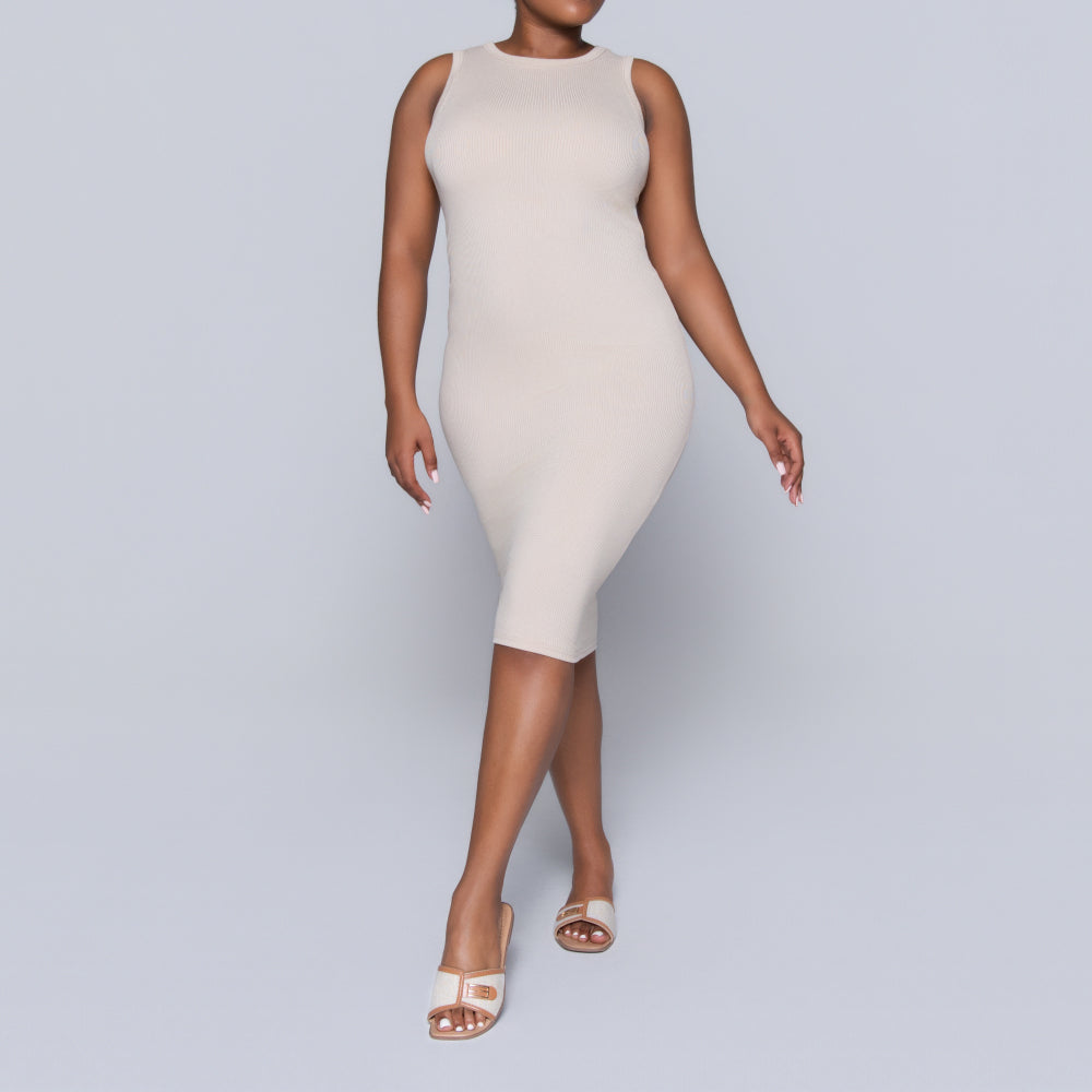 Stone Sleeveless Rib Dress