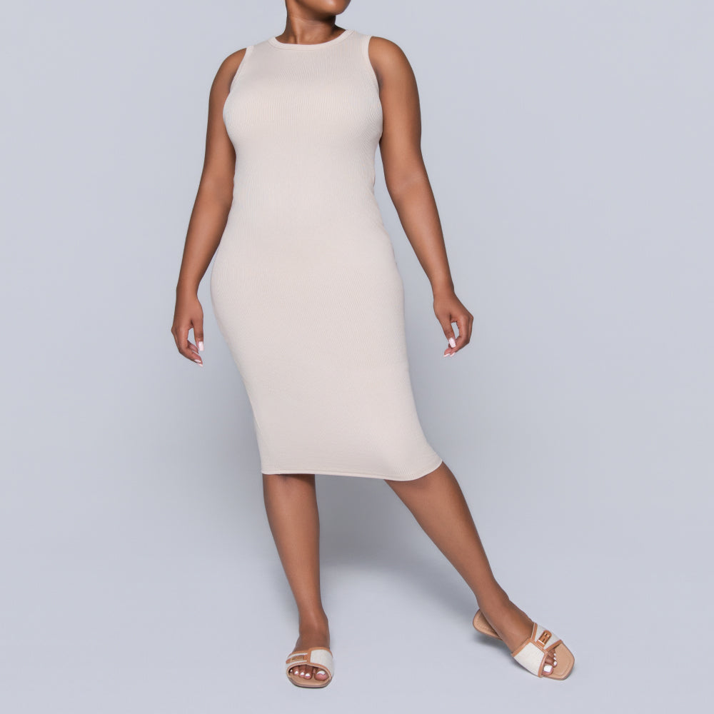Stone Sleeveless Rib Dress