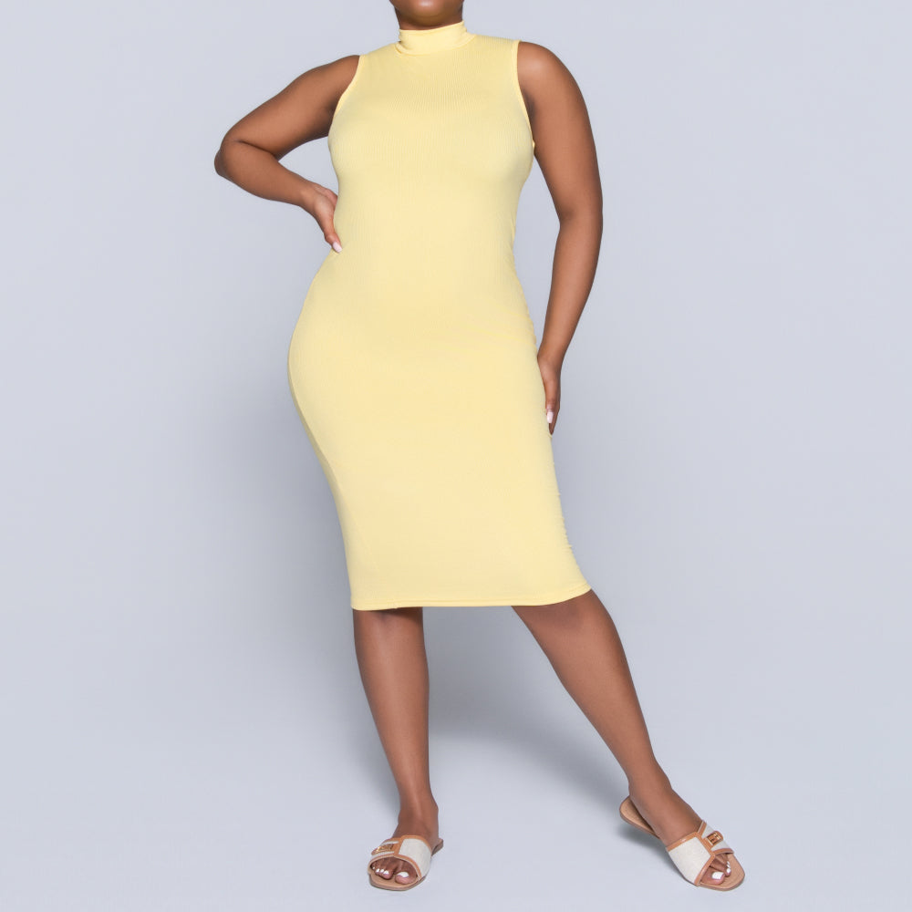Lemon Sleeveless Turtle Neck Dress