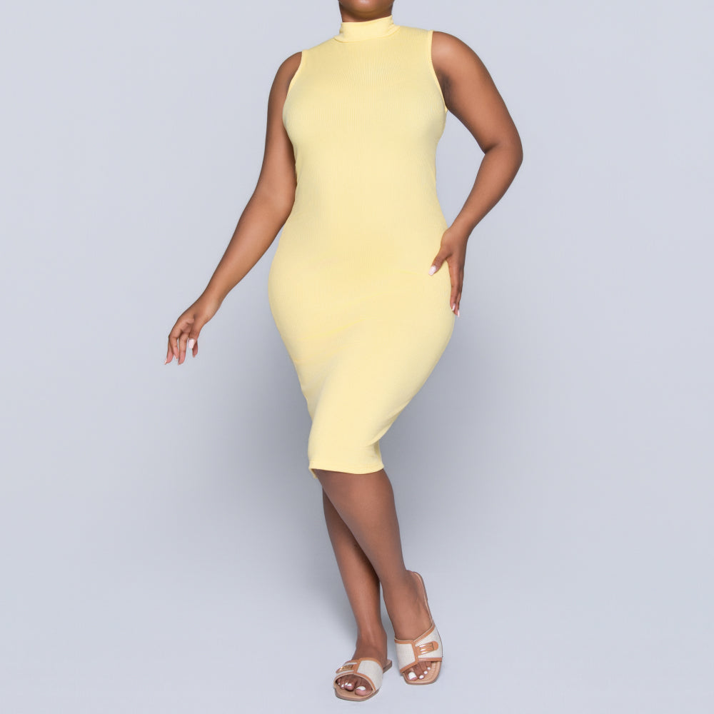 Lemon Sleeveless Turtle Neck Dress