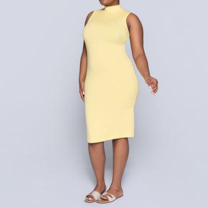 Lemon Sleeveless Turtle Neck Dress