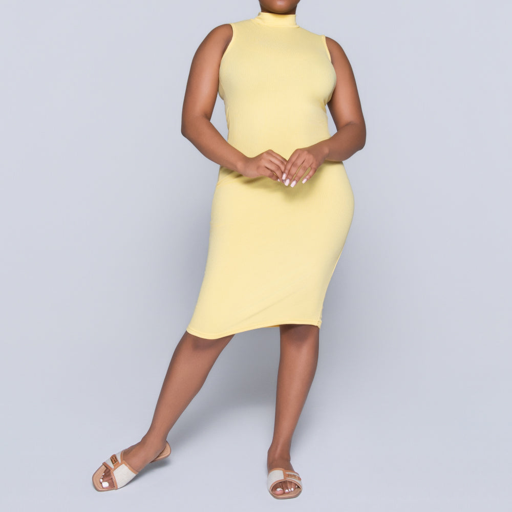 Lemon Sleeveless Turtle Neck Dress