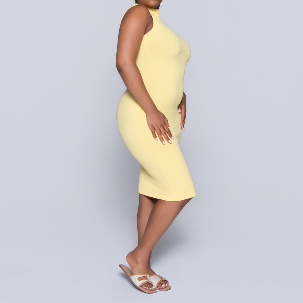 Lemon Sleeveless Turtle Neck Dress
