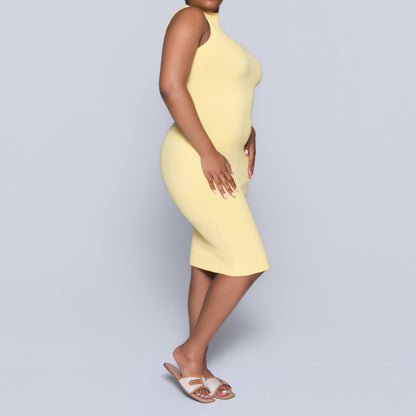 Lemon Sleeveless Turtle Neck Dress