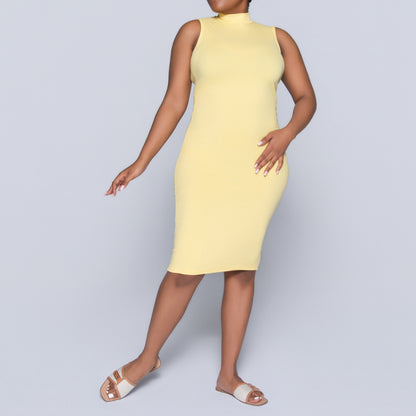 Lemon Sleeveless Turtle Neck Dress