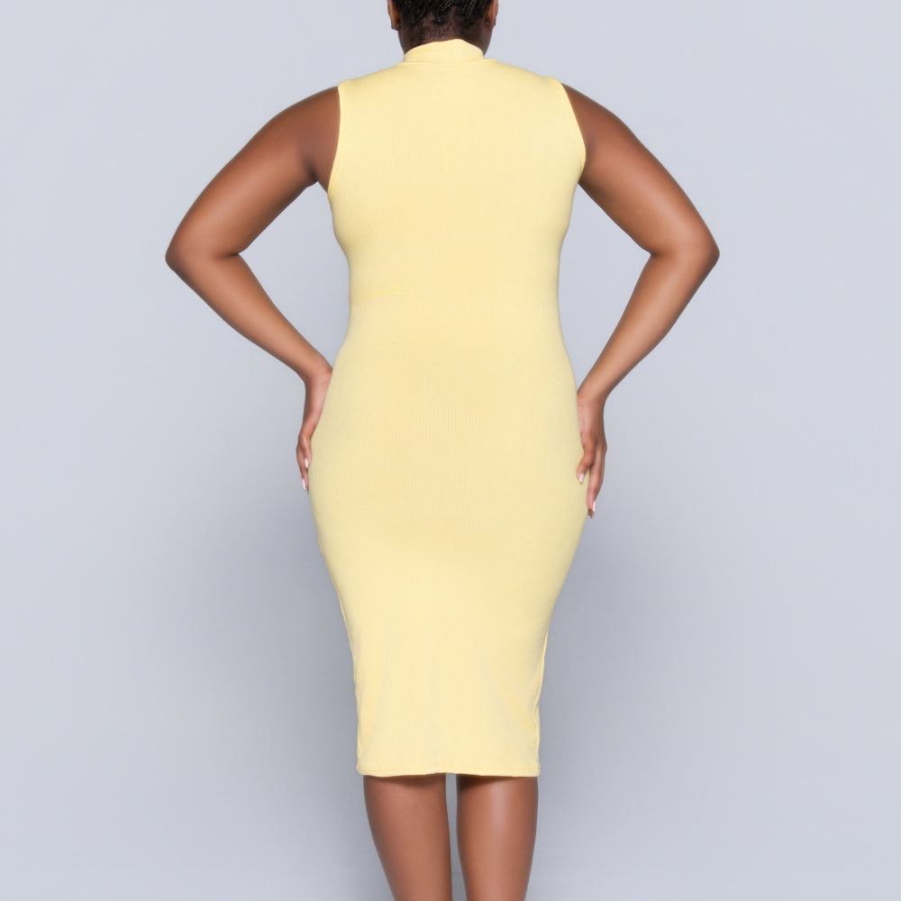 Lemon Sleeveless Turtle Neck Dress