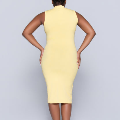 Lemon Sleeveless Turtle Neck Dress