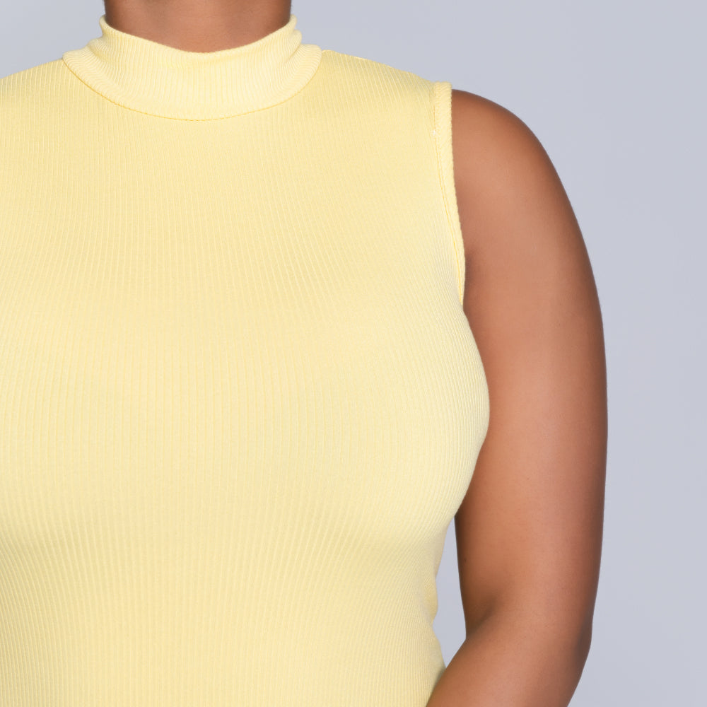 Lemon Sleeveless Turtle Neck Dress