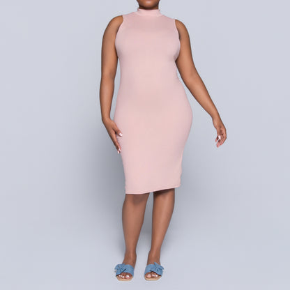 Mink Sleeveless Turtle Neck Dress