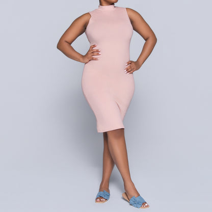 Mink Sleeveless Turtle Neck Dress