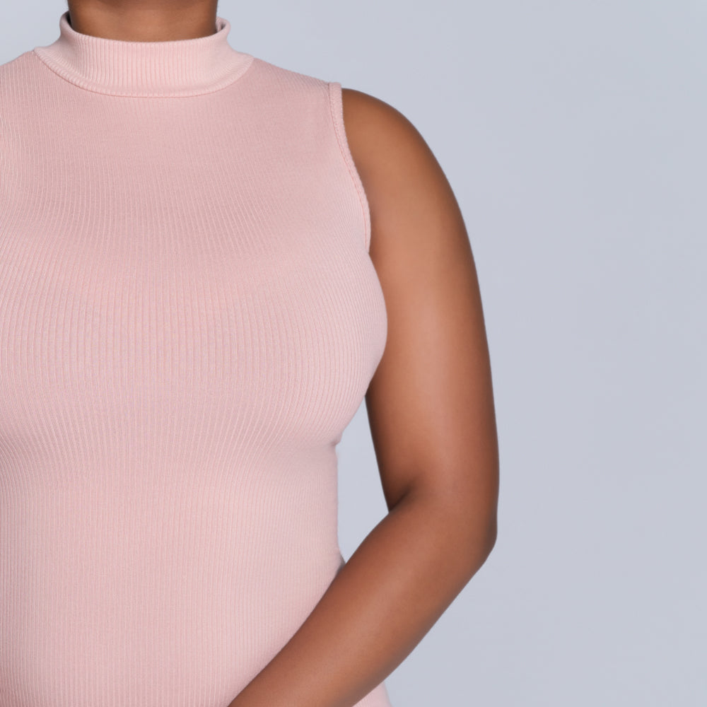 Mink Sleeveless Turtle Neck Dress