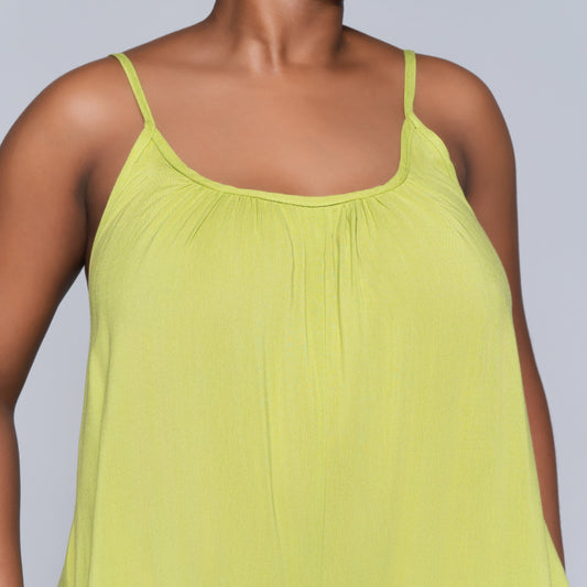 Strappy Chartreuse Viscose Jumpsuit
